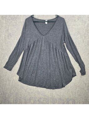 Mts Womens Long Sleeve Tunic Dark Gray Large Bamboo Viscose Relaxed Fit Shirt